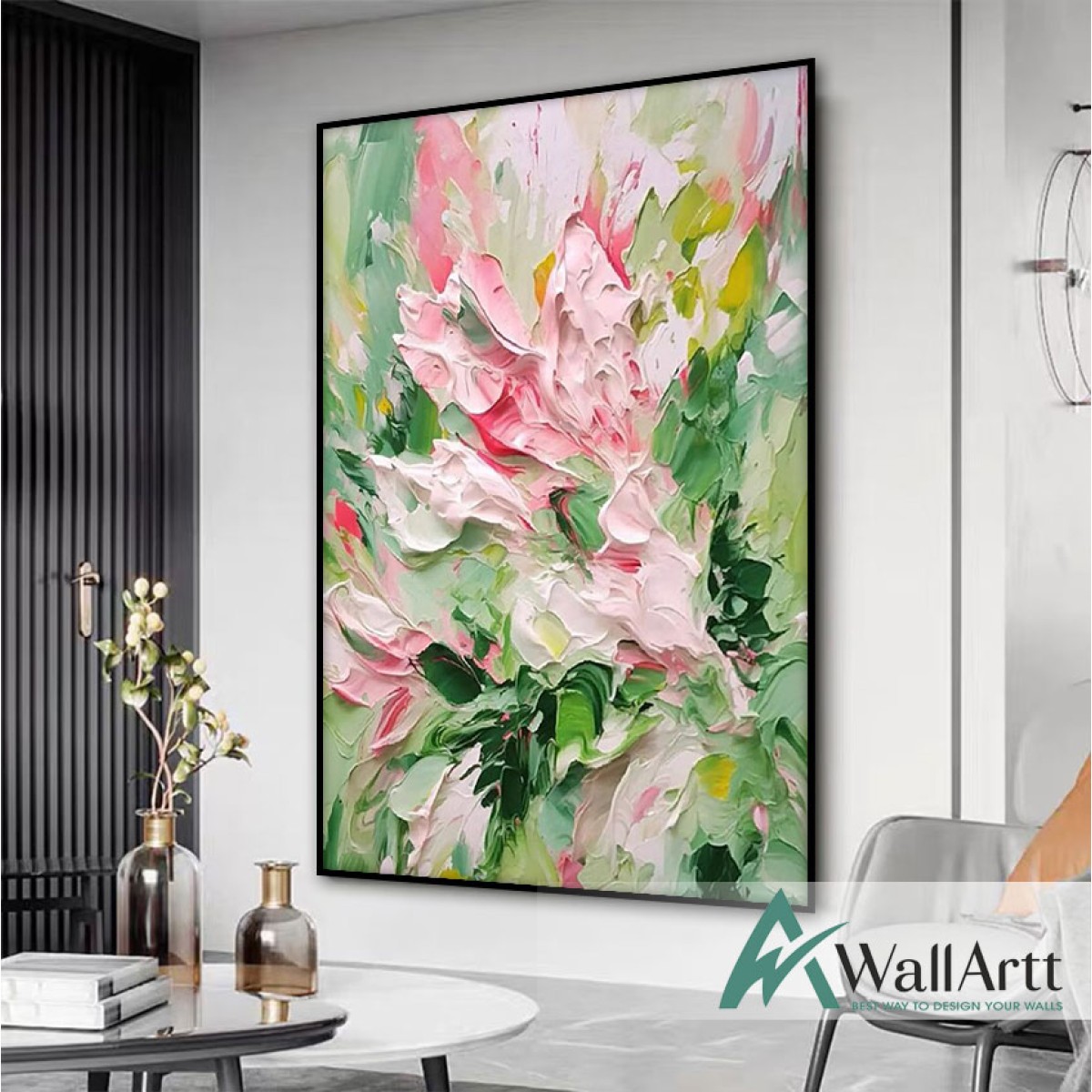 Cream White Flower with Gold 3d Heavy Textured Partial Oil Painting